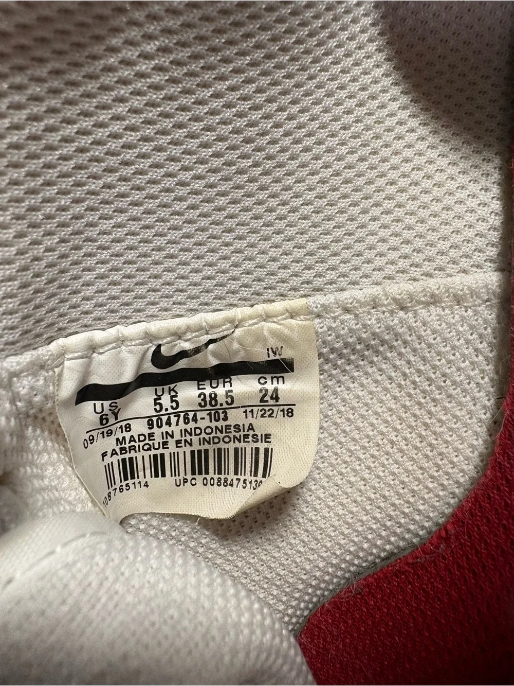 Nike Forest Gump Cortez Sz 6Y 904764-103 White Red Leather